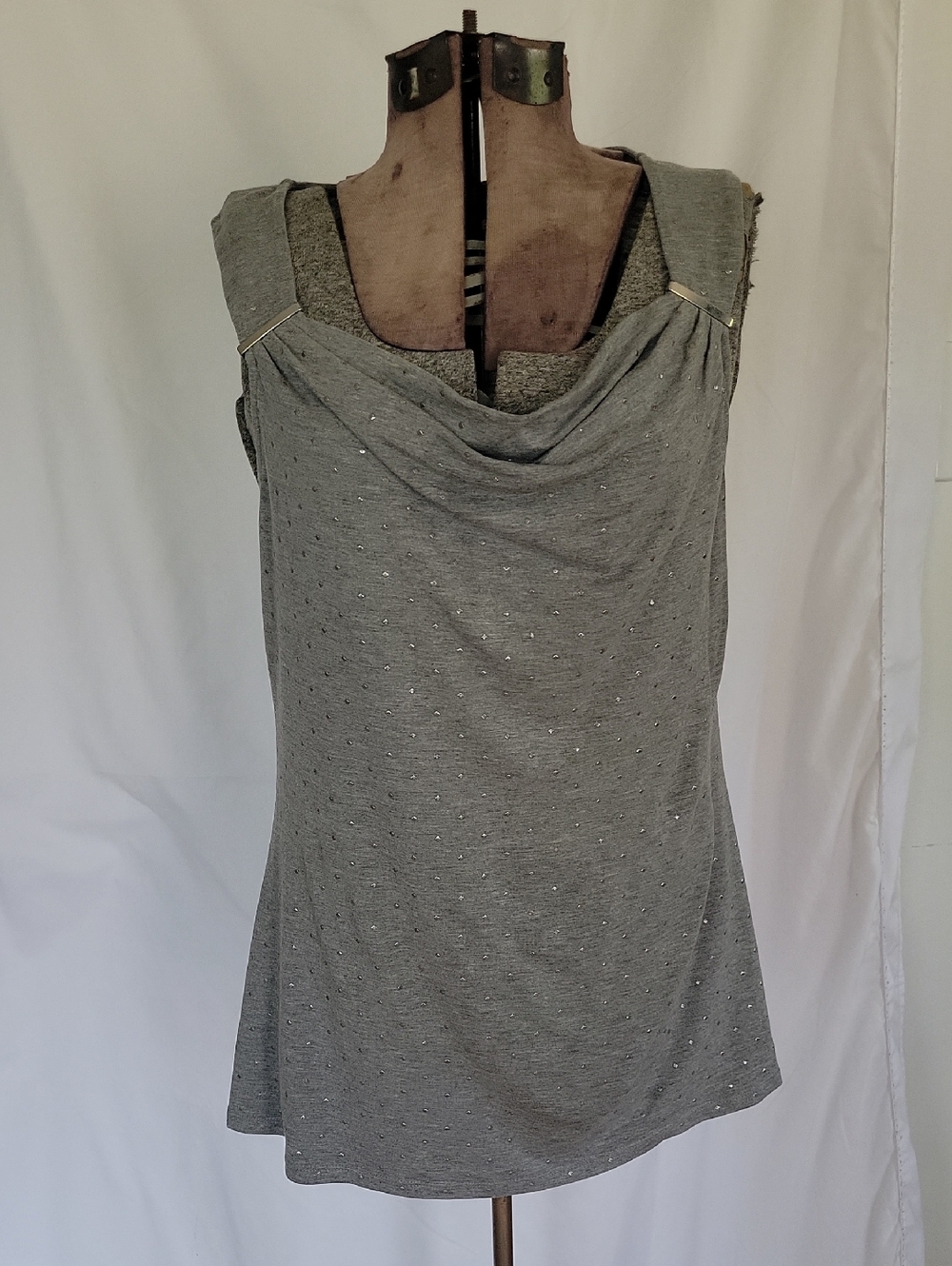 White House Black Market Top, Medium, Gray/Silver